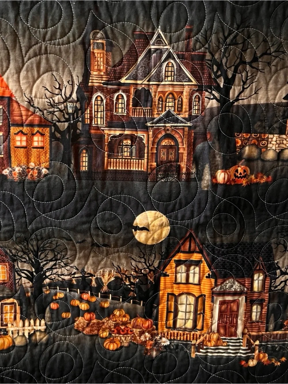 New Handmade Halloween Haunted House Quilt 55x64 Butterbean Quilts